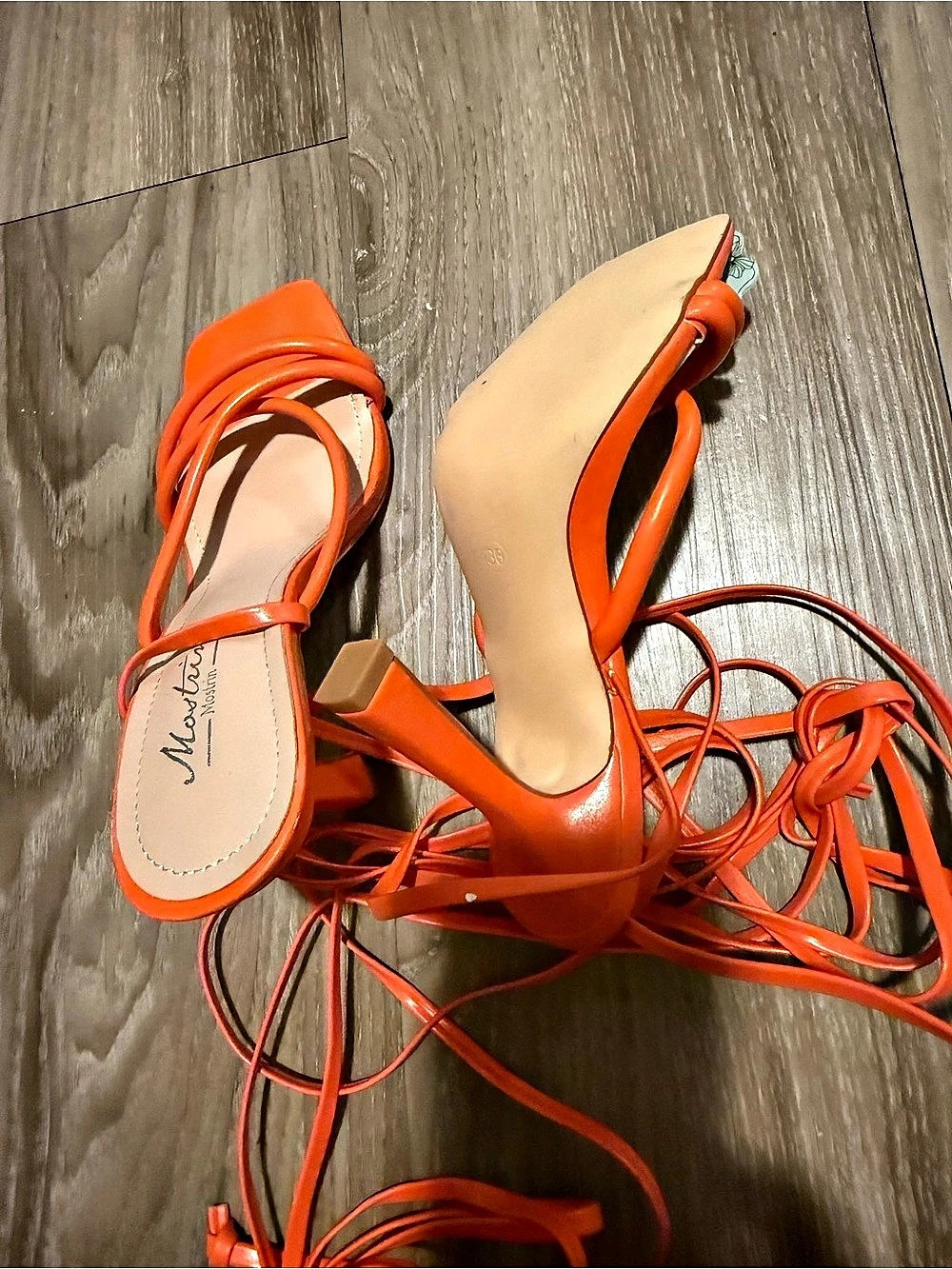 Orange Lace-Up Heels